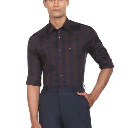 Arrow Brown Cotton Regular Fit Checks Shirt-picture-19