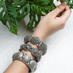Teejh Silver-Plated Ratna Stacked Bracelets for Women - Set of 3-26