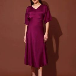 Purvaja Purple Satin Slim Fit Dress-image-91