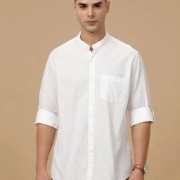 CAVALLO by Linen Club White Linen Blend Slim fit casual shirts-image-93