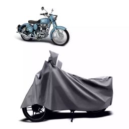 Auto Pearl Two Wheeler Cover with Bag for Royal Enfield Classic Squadron BS6, Silver-image-21