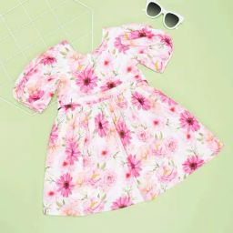 Pantaloons Junior Girls Off White & Pink Cotton Solid Casual Dresses-image-49