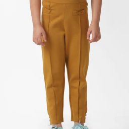 Kate & Oscar Girls Mustard Solid Trousers-image-78