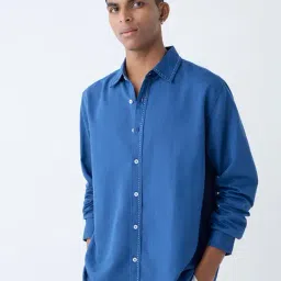 ETA by Westside Blue Solid Relaxed-Fit Shirt-picture-20
