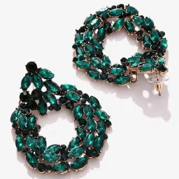 Sohi Gold Plated Designer Stone Drop Earrings image 3
