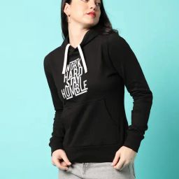 Campus Sutra Black Cotton Graphic Print Hoodie-image-42