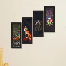 eCraftIndia Set of 4 Radha Krishna Satin Matt Texture UV Art Painting-image-45