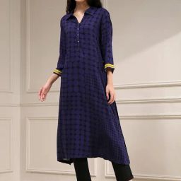 Biba Indigo Blue Straight Fit Printed Kurta-picture-7