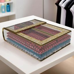 Kuber Industries Gold-Toned & White Dot Lace-Design Multi-Utility Organiser-23