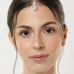 Abdesigns Gold-Tone Plated Polki Kundan Studded And Beaded Maang Tikka Headpiece-image-11
