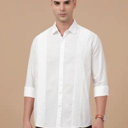 CAVALLO by Linen Club White Linen Blend Slim fit casual shirts-image-44