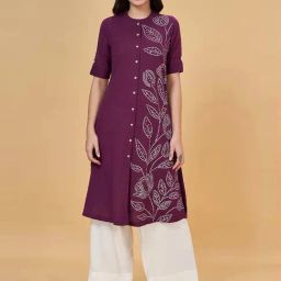 Rangmanch by Pantaloons Purple Cotton Printed Straight Kurta-image-41