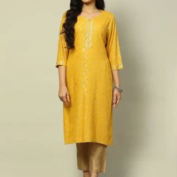 Rangriti Yellow Floral Straight Kurta-picture-32