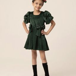 HOITY MOPPET Girls Puff Sleeve Fit & Flare Dress-image-97