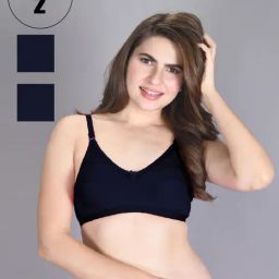 Lux Venus Navy Full Coverage Non-Wired Bra With Adjustable Strap - Pack of 2-picture-32