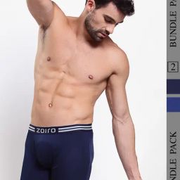 Zoiro Dark Denim & Dark Blue Cotton Regular Fit Trunks - Pack Of 2-image-46
