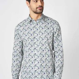 Peregrine By Pantaloons White Cotton Slim Fit Printed Shirt-picture-40