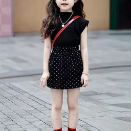 Xsole Girls Solid Short Sleeves Top with Skirt-picture-27