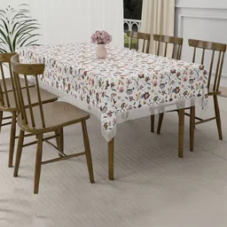 Myntra Elegant Homes Cream Floral Waterproof 6-Seater Table Cover-18