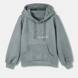 Elle Girls Grey Solid Full Sleeves Sweatshirt-image-1