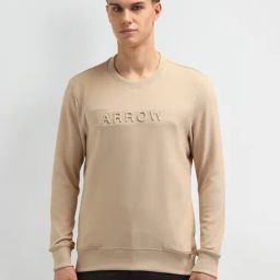 Arrow Sport Beige Cotton Regular Fit Logo Printed Sweatshirt-picture-26