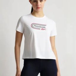 Reebok White Regular Fit Logo Printed Sports T-Shirt-image-85