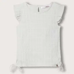 Elle Kids White Cotton Self Pattern Top-image-59