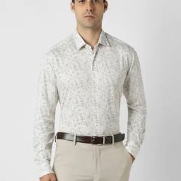 Van Heusen White Cotton Slim Fit Printed Shirt-image-60