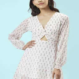 People by Pantaloons White Printed A-Line Dress-picture-45