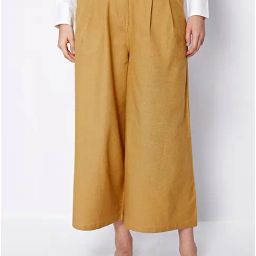 Cover Story Mustard Linen Regular Fit High Rise Culottes-image-25