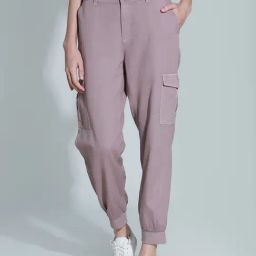 High Star Purple Cotton Regular Fit High Rise Joggers-image-25