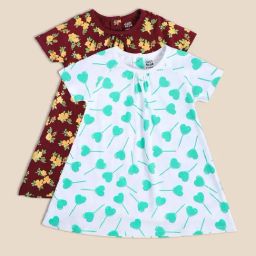 MINIKLUB Kids Red & White Floral Print Dress (Pack Of 2)-image-49