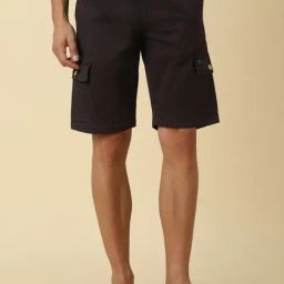 Allen Solly Brown Cotton Slim Fit Cargo Shorts-image-37