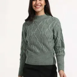 Campus Sutra Green Regular Fit Self Pattern Sweater-picture-40