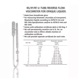 BALAJI INDIA Cannon Fenske Oswald BS/IP/RF U - Type Reverse Flow Viscometer, SIZE - 9 image 2