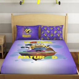 Spaces Printed Violet 180 TC Cotton Double Bedsheet with 2 Pillow Covers-11