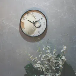 Random Beige & Blue Printed Round Wall Clock-picture-49