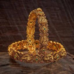 Kushal's Fashion Jewellery Ruby Green Gold Polished Antique Bangle for Women-picture-45