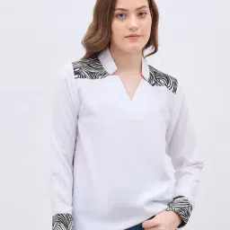 Styli White Polyester Printed Top-image-59