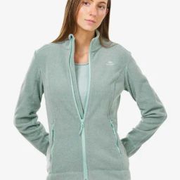 Quechua by Decathlon Mint Green Plain Fleece Jacket-image-74