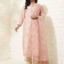 Fabindia Pink Cotton Silk Hand Block Printed 2Pc Kurta Set-picture-23
