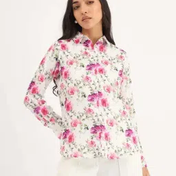 SALT Attire White & Pink Floral Shirt-image-83