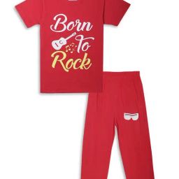 Vimal Jonney Kids Red Printed T-Shirt Set-image-99