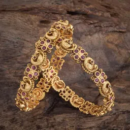 Kushal's Fashion Jewellery Ruby Gold Polished Antique Bangle for Women-picture-28