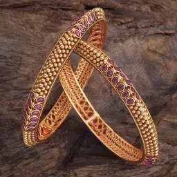 Kushal's Fashion Jewellery Ruby Gold Polished Antique Bangle for Women-picture-26