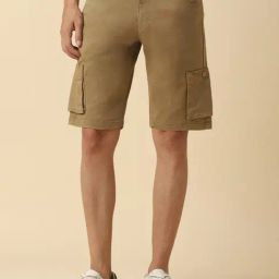 Allen Solly Brown Cotton Slim Fit Cargo Shorts-image-33