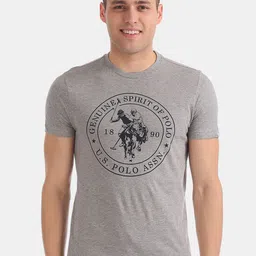 U.S. Polo Assn. Men Grey Solid Round Neck T-shirt-image-45