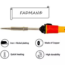 Fadman Beginner Basic 4 In 1 Yellow Soldering Iron Kit 25 W Corded Flat Copper, Iron & Nickle Tip image 5