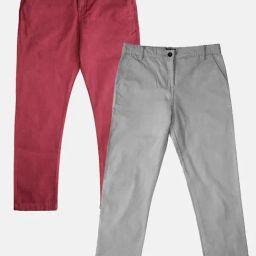 Kiddopanti Kids Maroon & Grey Solid Pants (Pack Of 2)-image-21