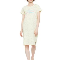 MADAME M Secret Yellow Graphic Print T-Shirt Dress-image-89